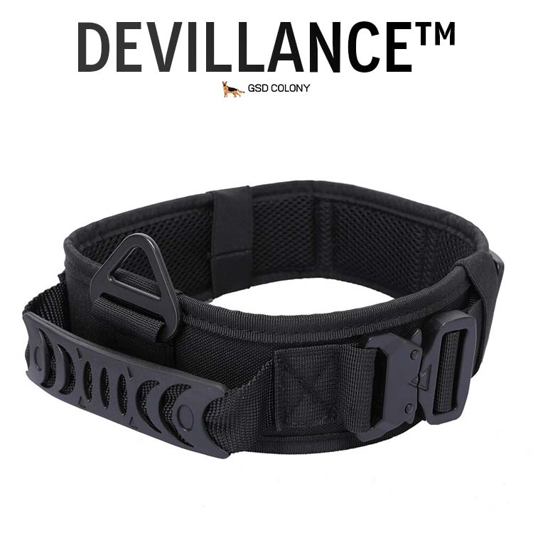 Devillance GSD Colony Tactical Collar for Working Dogs, Black Color