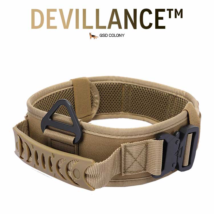 Devillance GSD Colony Tactical Collar for Working Dogs, Brown Color