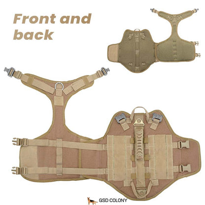 Front and back face of AIRLIFTE Tactical German Shepherd harness - GSD Colony