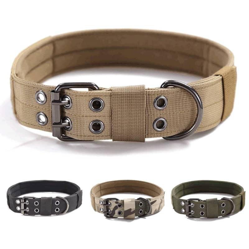 German Shepherd Dog Military K9 Collar with Handle and ID Patch