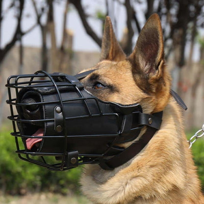 German Shepherd Dog Professional and Comfortable Metal and Leather Dog Muzzle - GSD Colony Shop