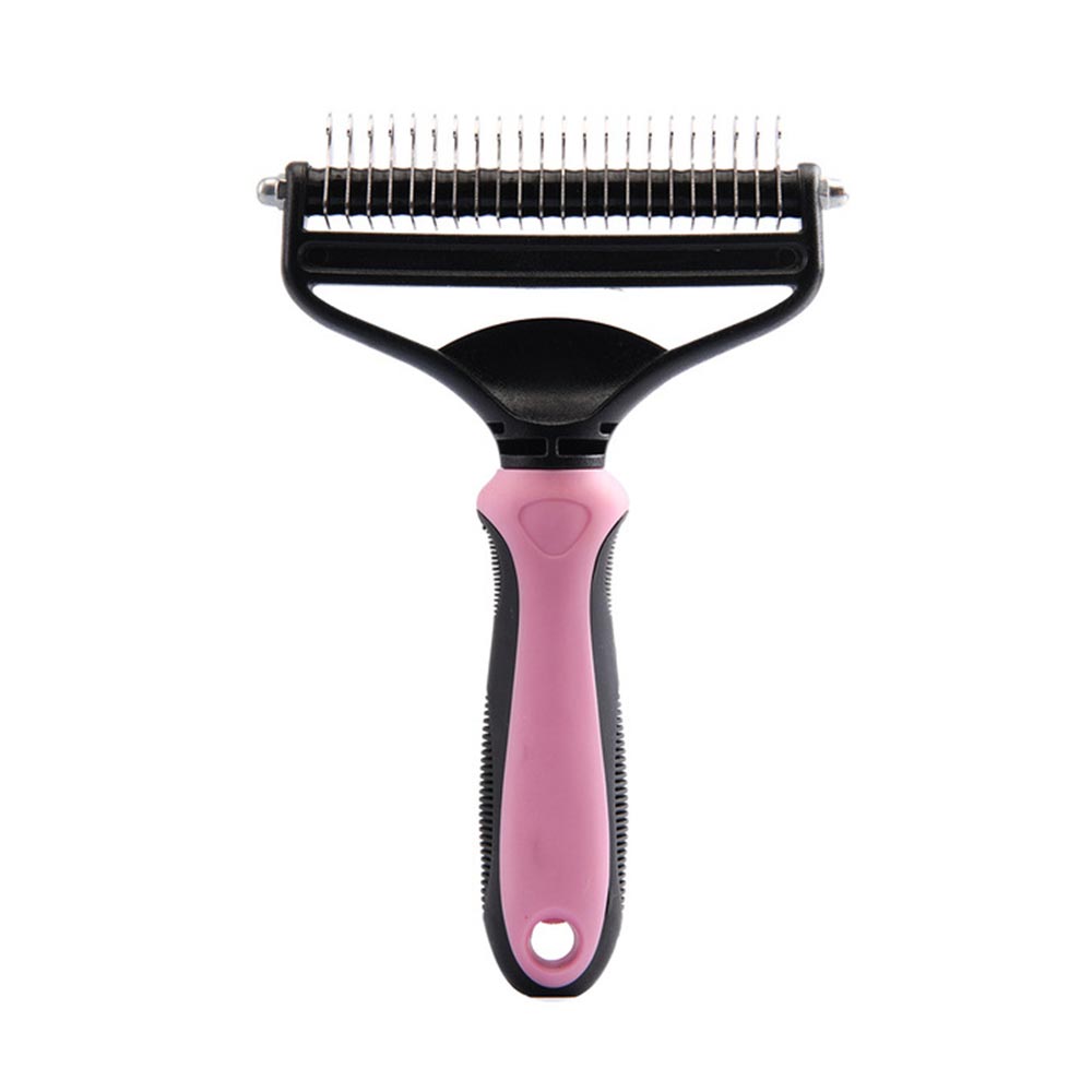 German Shepherd grooming pink brush