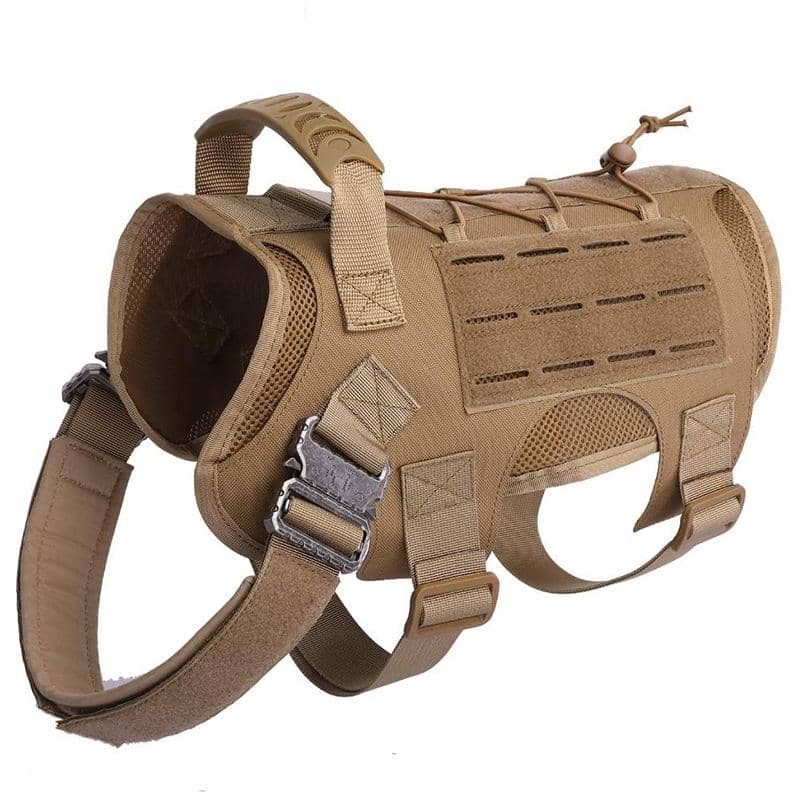 Military K9 Dog Brown Harness for German Shepherd, Tactical Dog Harness - Gsdcolony.com