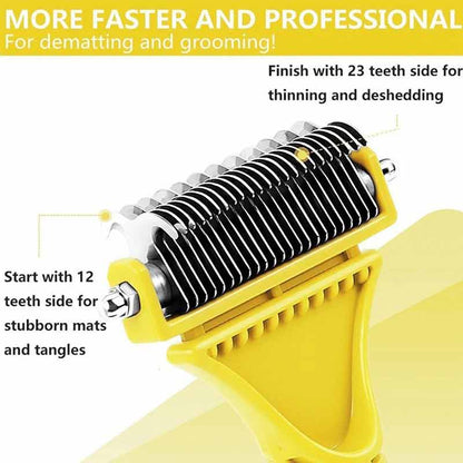 Yellow Stainless Steel Double Sided, German Shepherd Dog Durable Grooming Brush - GSD Colony Shop